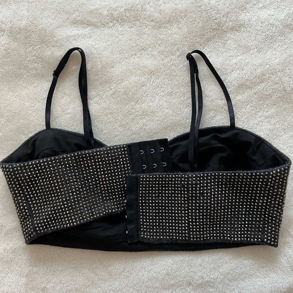 Black Garage Rhinestone Cropped Bra Top - Picture 4 of 4